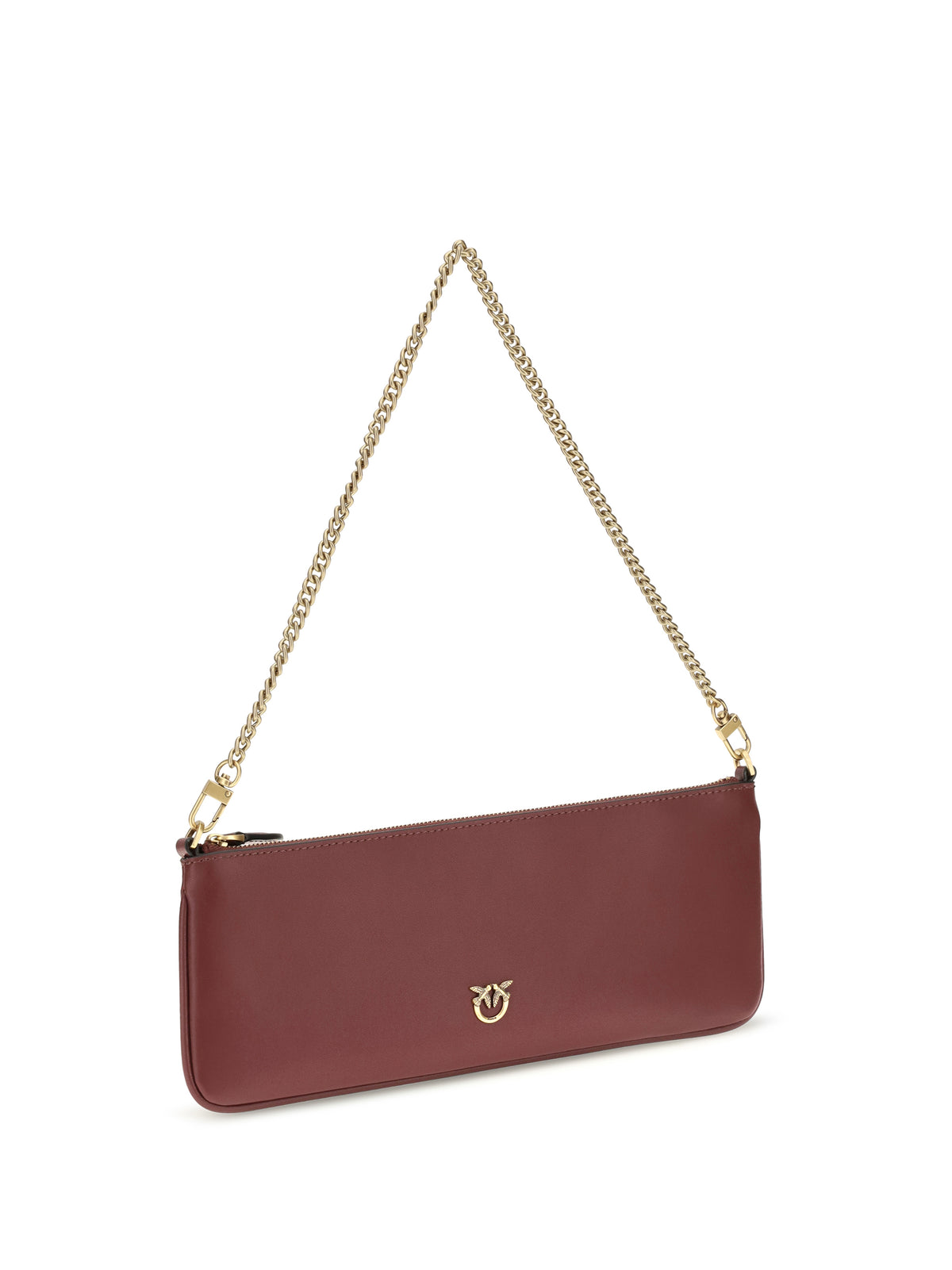 Pinko Horizontal Flat leather Shoulder Bag - Ribes Intenso-Antique Gold