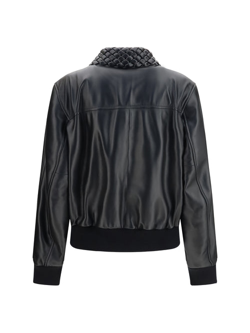 Bottega Veneta Glossy leather padded Jacket - Double Black