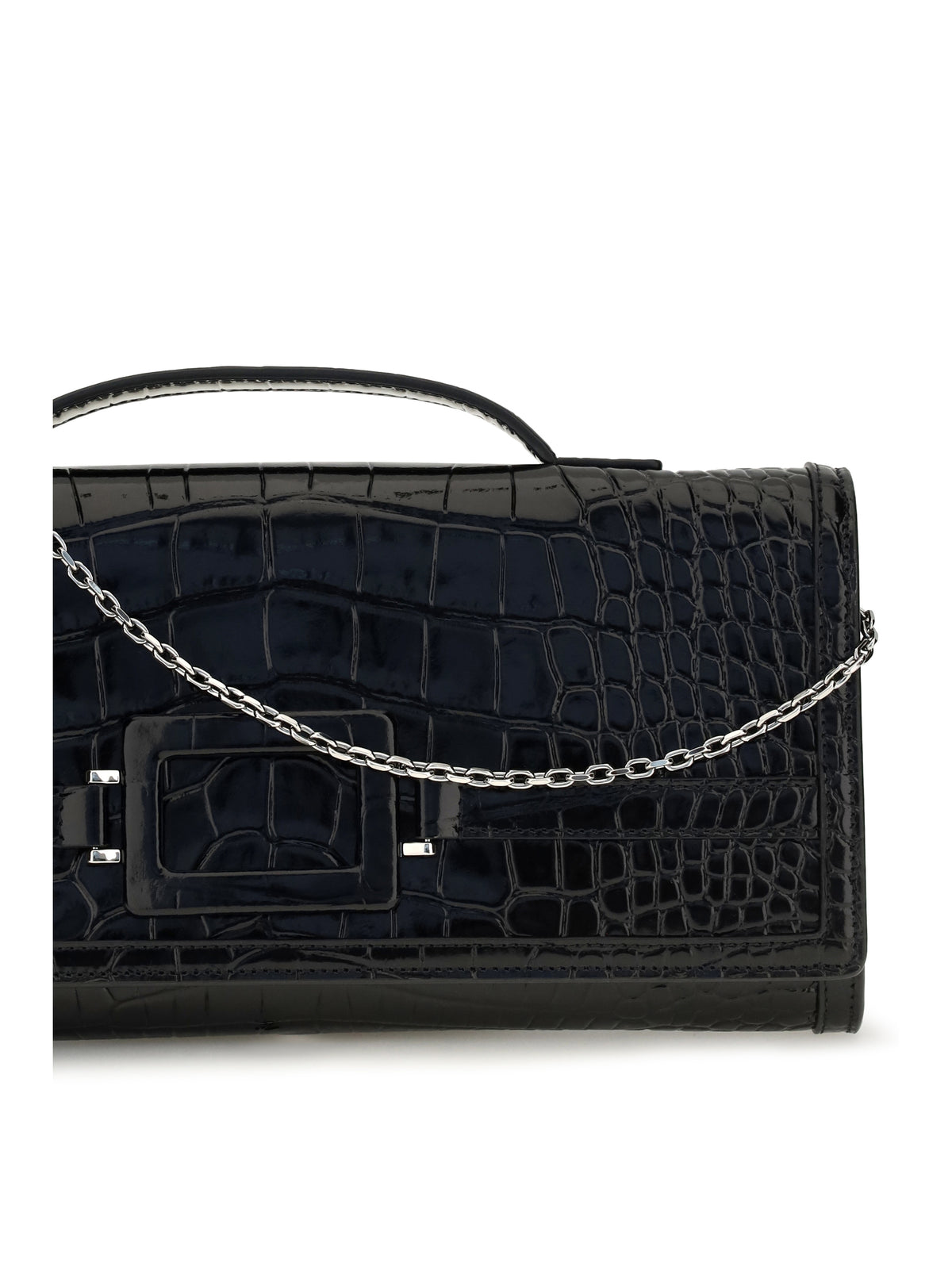 Roger Vivier Belle Vivier crocodile-effect Clutch - Black