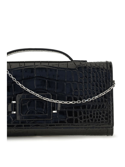 Roger Vivier Belle Vivier crocodile-effect Clutch - Black