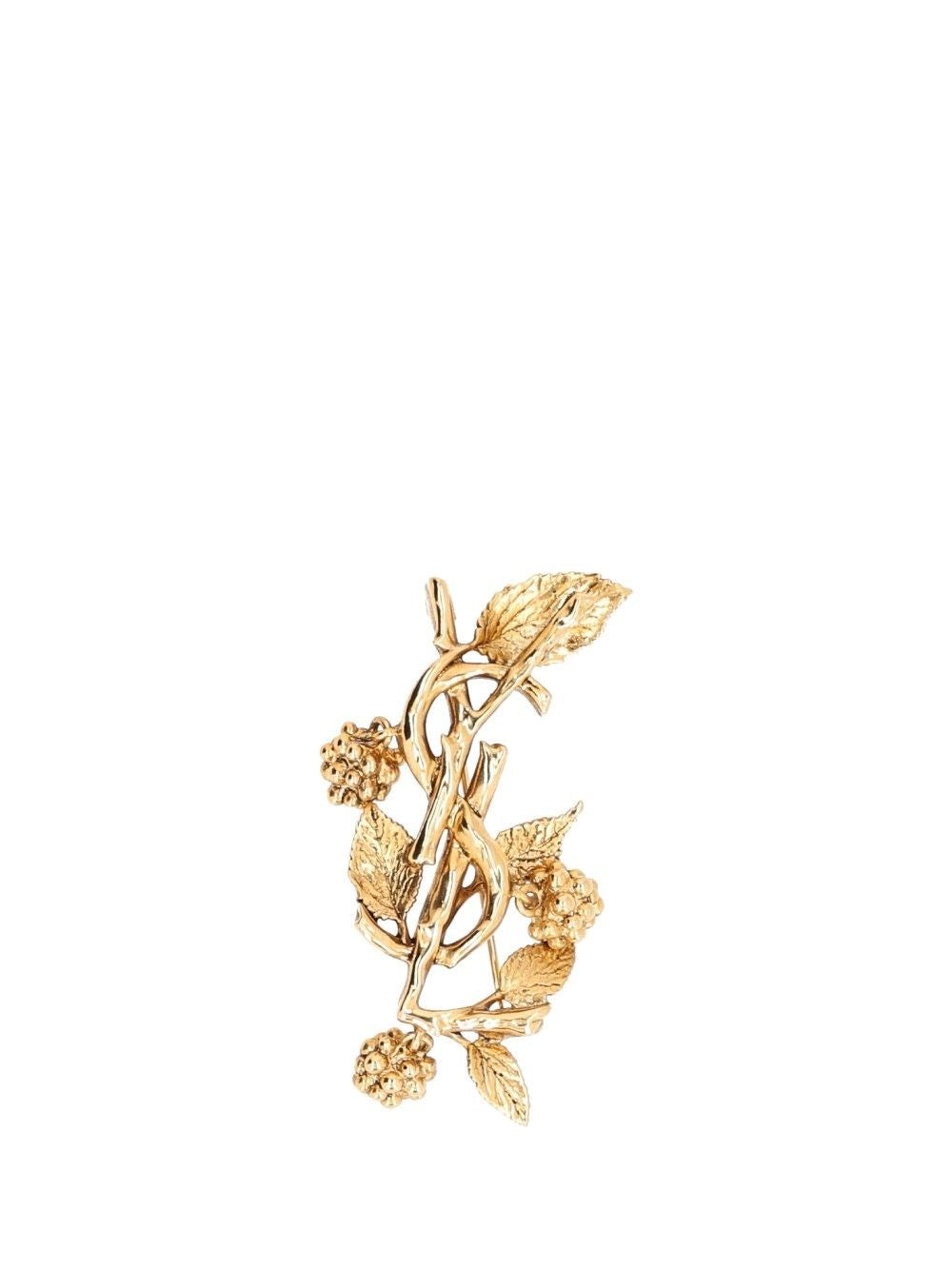 Saint Laurent "Mûres" Brooch With Botanical Motif - Gold