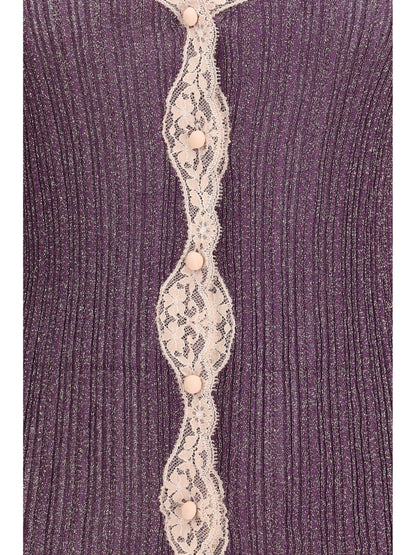 VALENTINO Lurex knit Cardigan with lace