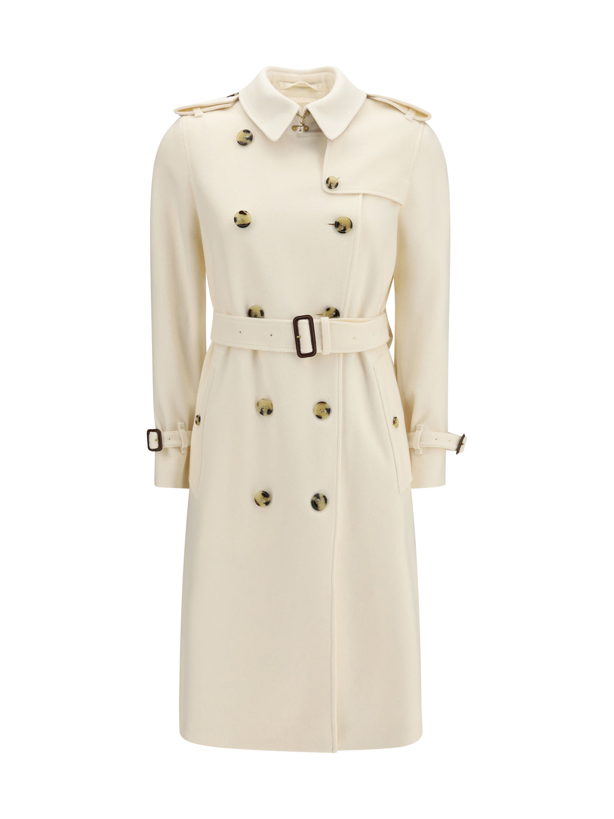 Burberry Long Kensington cashmere Trench Coat - Ivory White