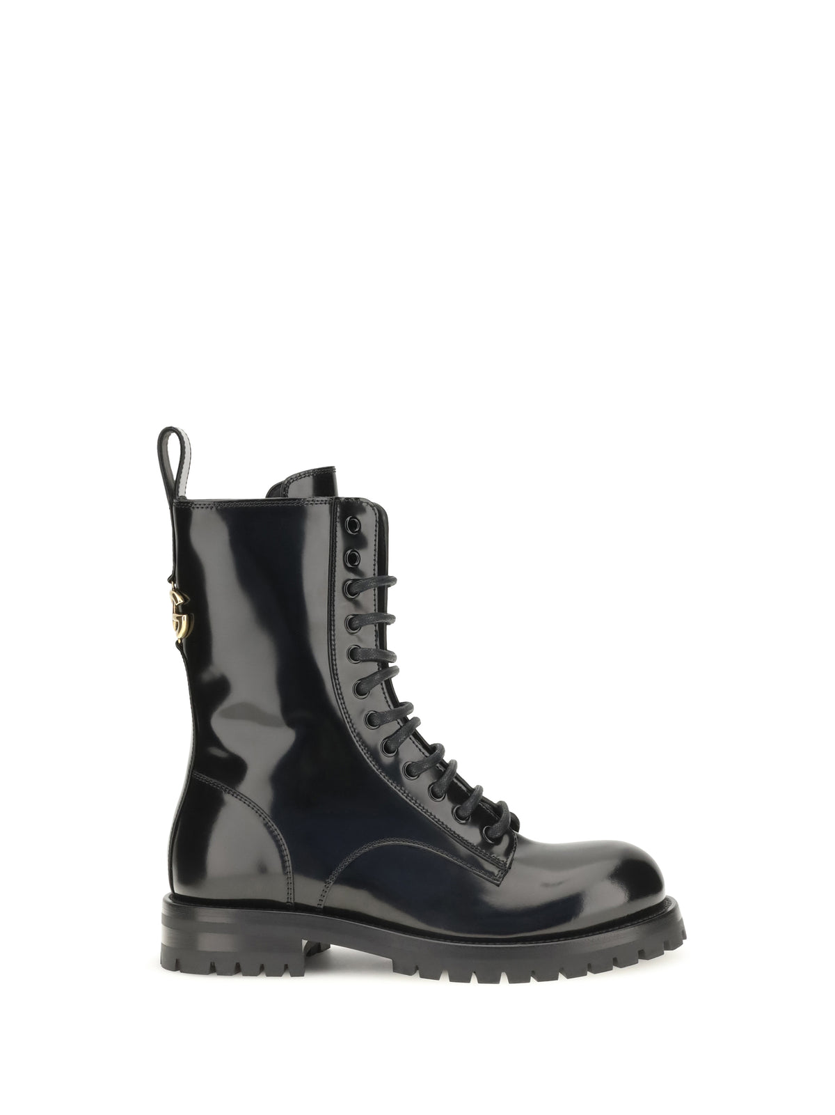 Dolce & Gabbana Leather Lace-Up Booties - Black