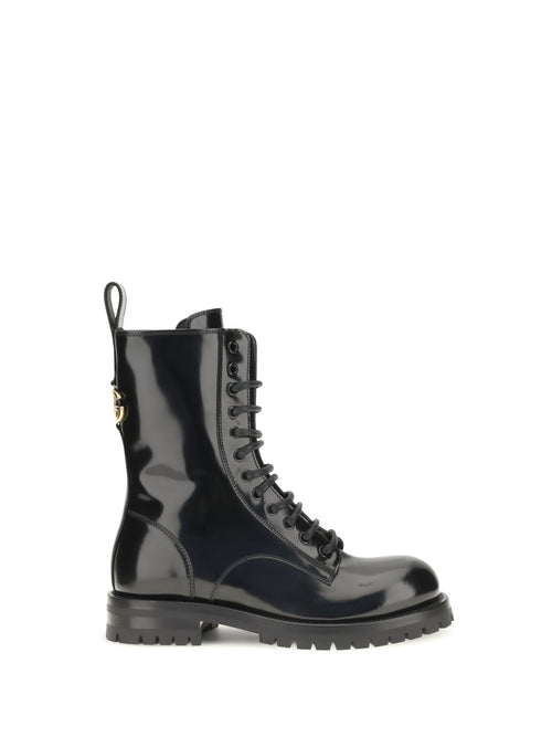 Dolce & Gabbana Leather Lace-Up Booties - Black