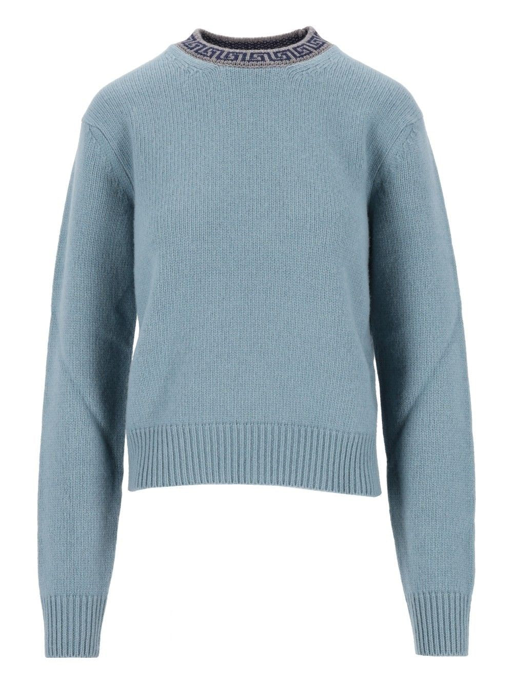 Versace Crew Neck Sweater In Wool And Cashmere - Green