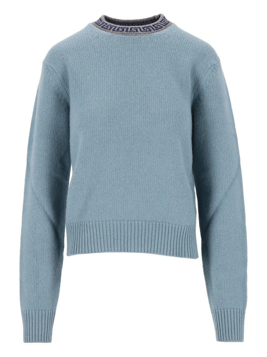 Versace Crew Neck Sweater In Wool And Cashmere - Green