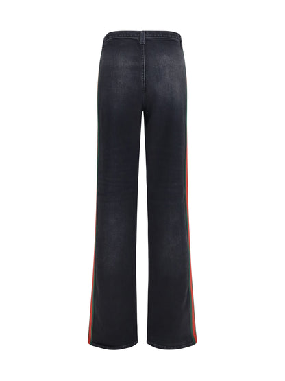 Gucci Stretch cotton Jeans with Web stripe - Black