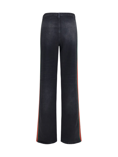 Gucci Stretch cotton Jeans with Web stripe - Black
