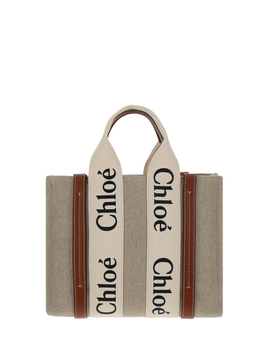 Chloé Woody Handbag - White - Brown 1