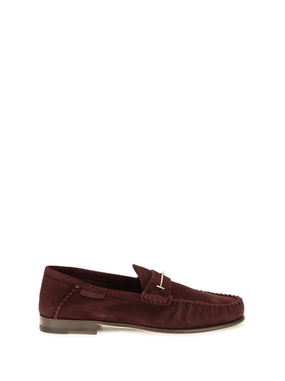Tom Ford Suede leather T-strap Loafers - Lost Cherry