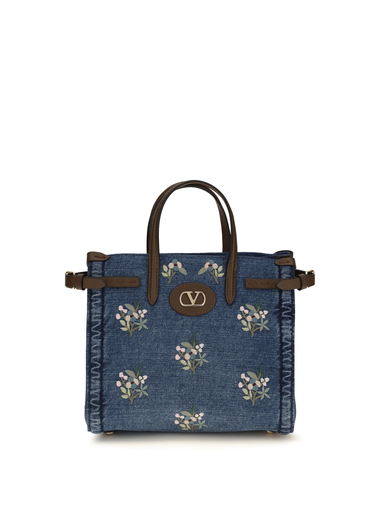 VALENTINO GARAVANI Small Antibes Handbag in embroidered denim
