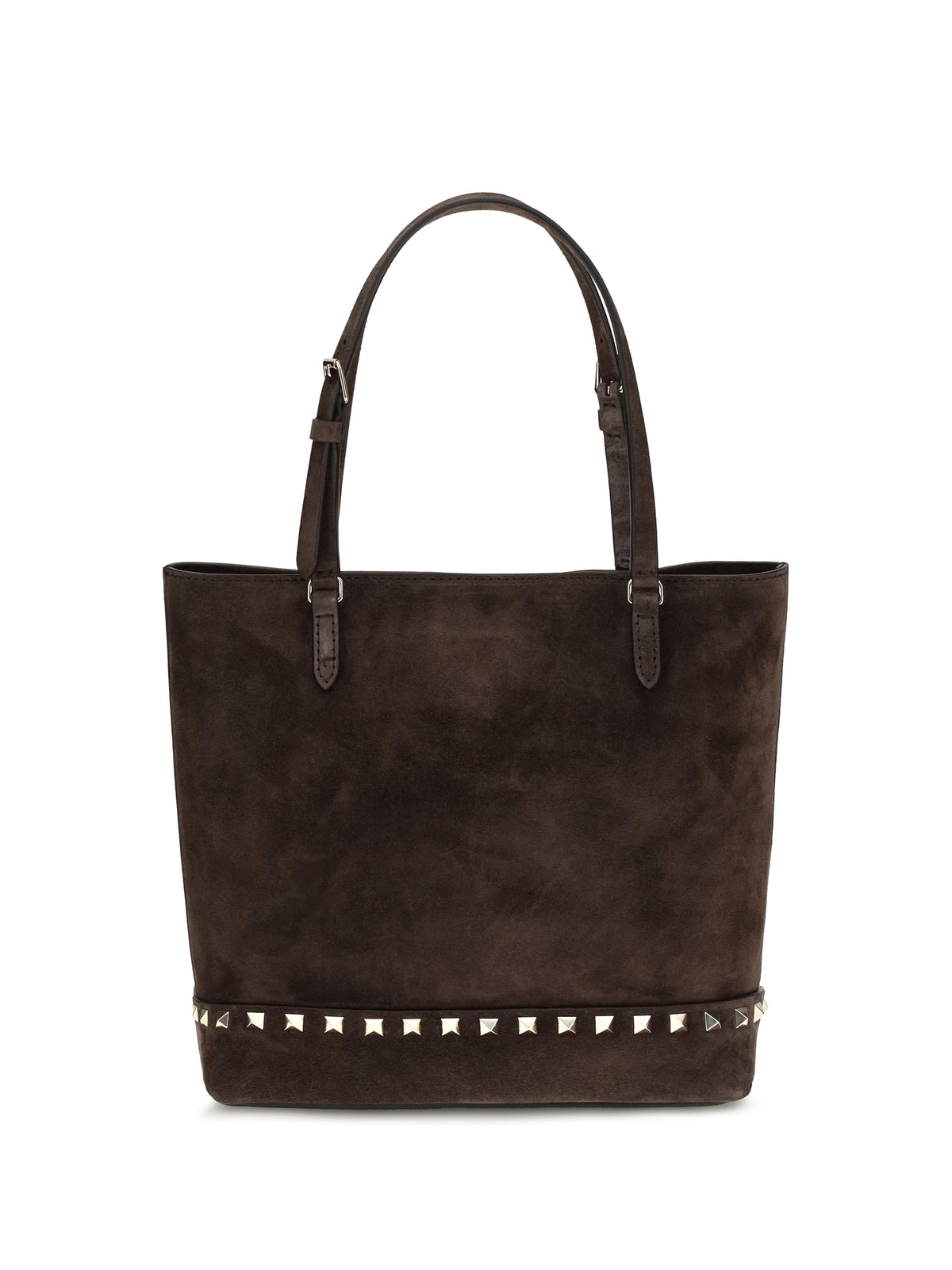 Valentino Garavani Small Rockstud suede Tote Bag - Ebony Brown