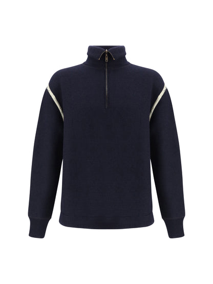 Maison Margiela Wool half-zip high-neck - Navy