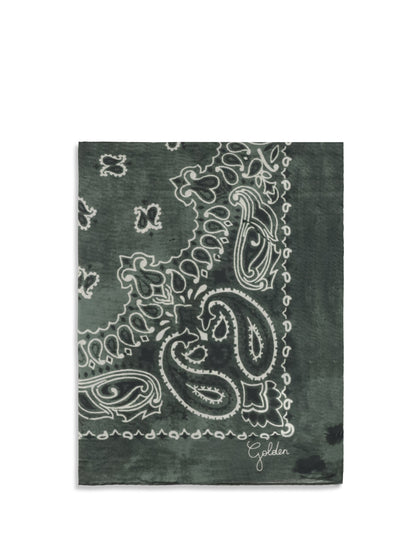 Golden Goose Golden paisley printed silk Scarf - Moss Green