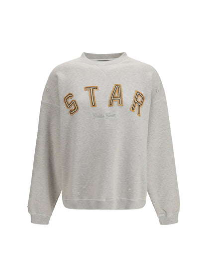 Golden Goose Sweatshirt crewneck in cotton with contrasting logo - Vintage Gray Melange
