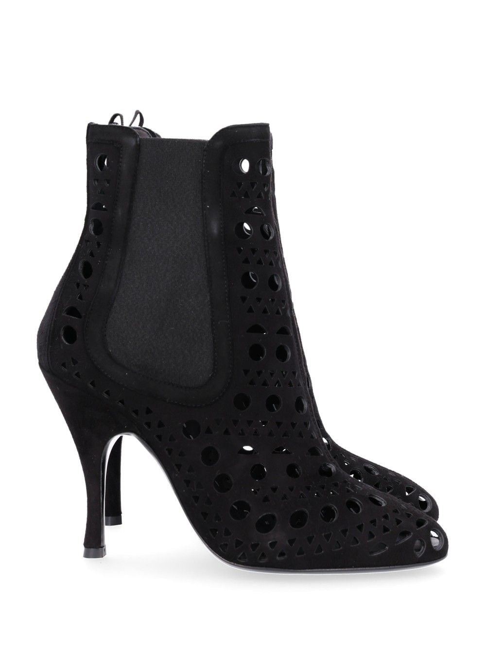 Alaïa Vienne Perforated Ankle Boots - Black