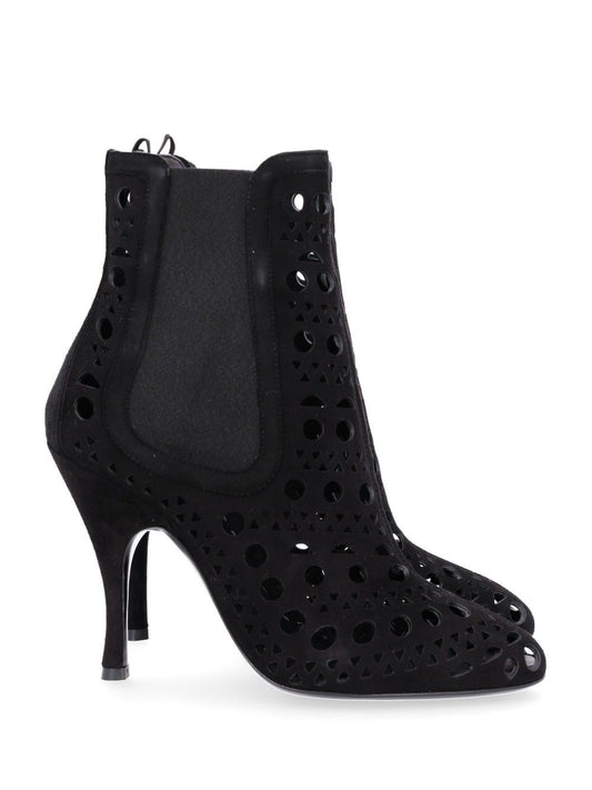 Alaïa Vienne Perforated Ankle Boots - Black