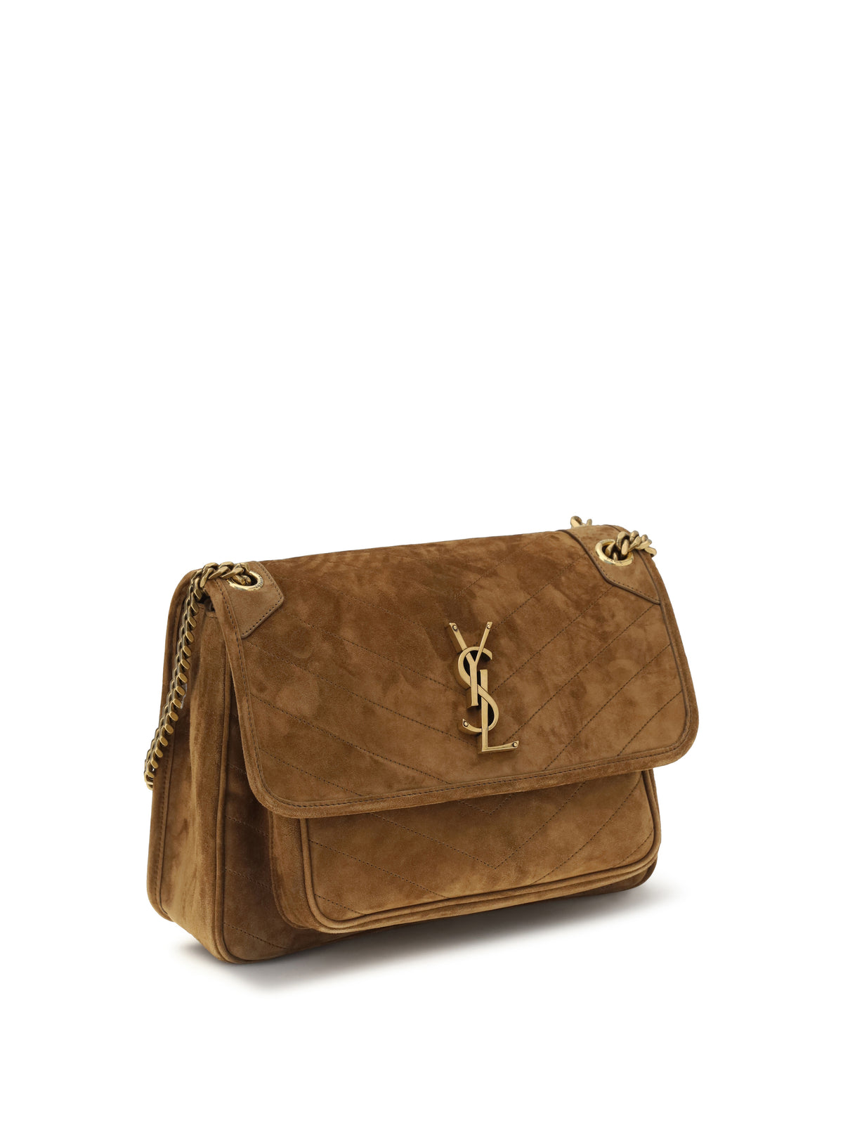 Saint Laurent Medium Niki suede Shoulder Bag - Orange Caramel Cogn