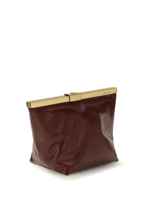 Jimmy Choo Ganache Leather Biker Clutch - Cherry/Gold