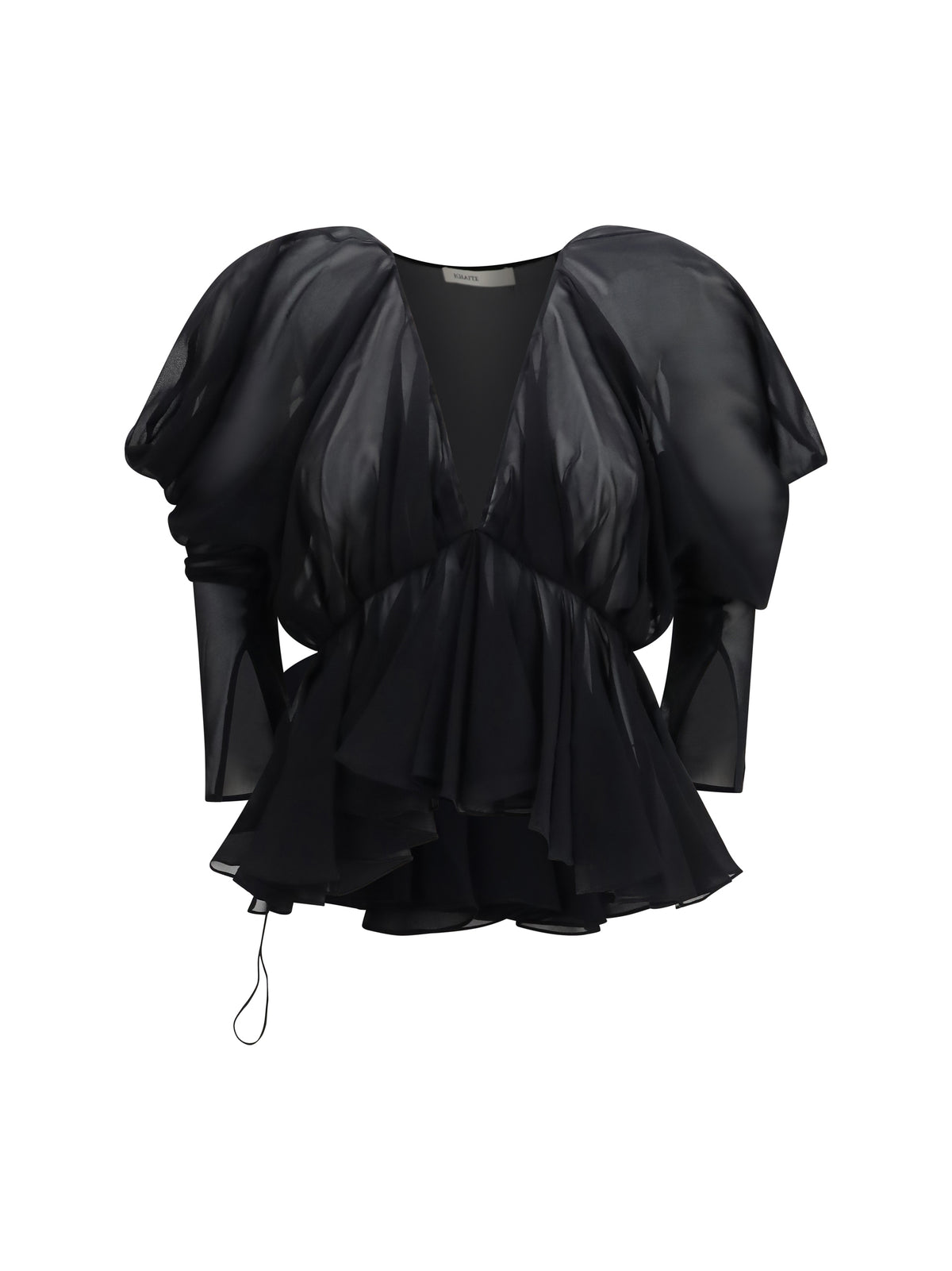 Khaite Tylar Draped V-Neck Top - Black