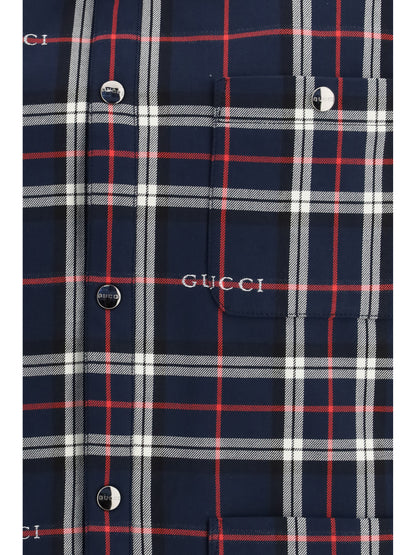 Gucci Padded tartan cotton jacquard Shirt - Blue/White/Mc