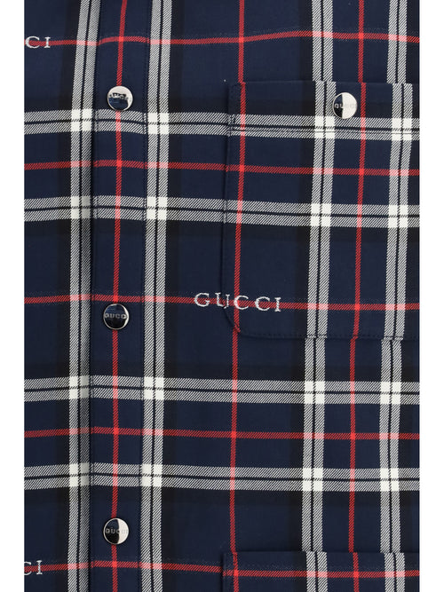 Gucci Padded tartan cotton jacquard Shirt - Blue/White/Mc