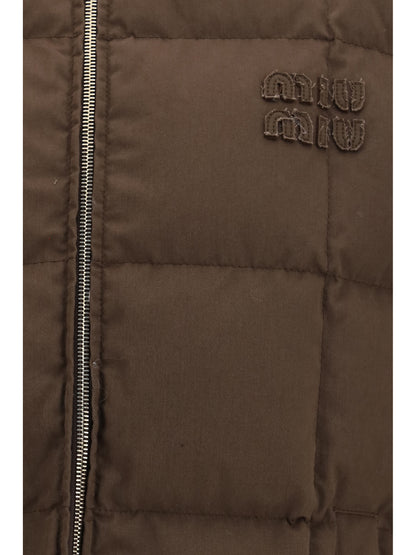 Miu Miu Gabardine Down Vest - Ebony