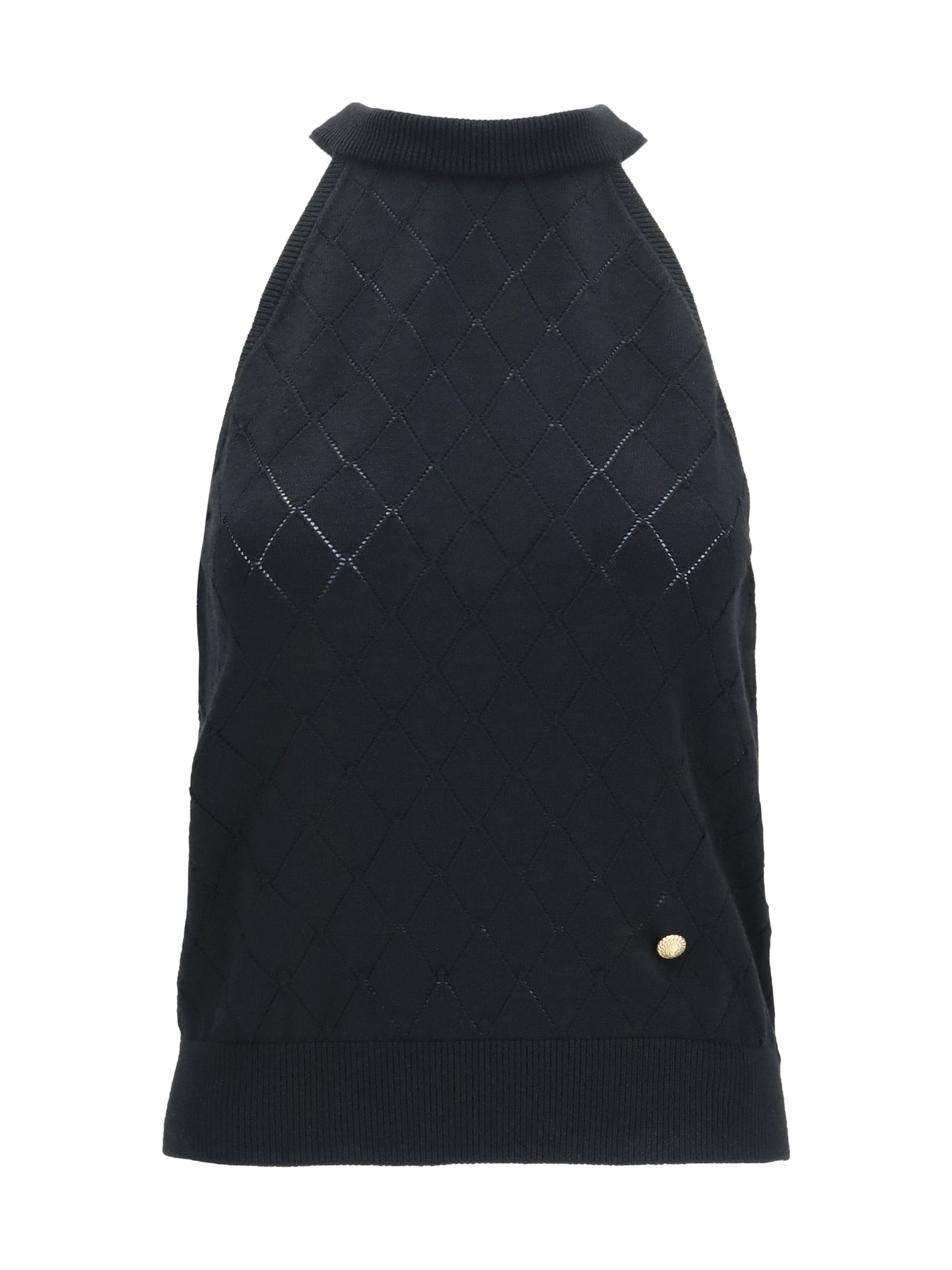 BALMAIN Sleeveless wool crewneck Top