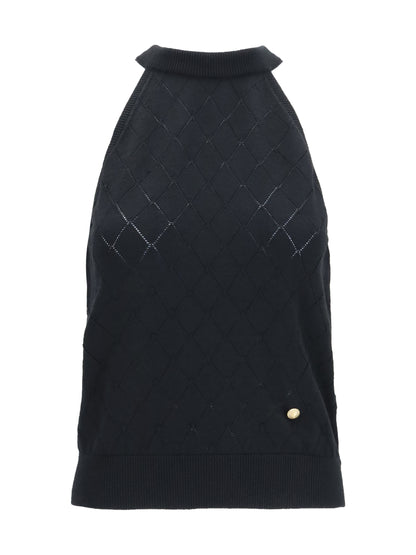 BALMAIN Sleeveless wool crewneck Top