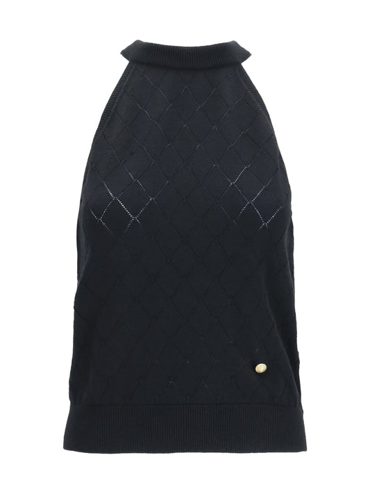 BALMAIN Sleeveless wool crewneck Top
