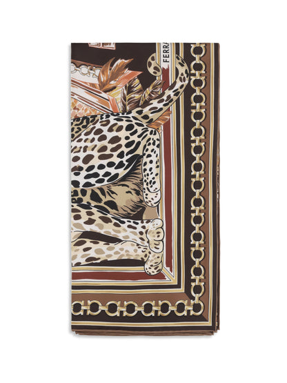 Ferragamo Leopard-print silk Scarf - Brown Patterned Light/Pastel