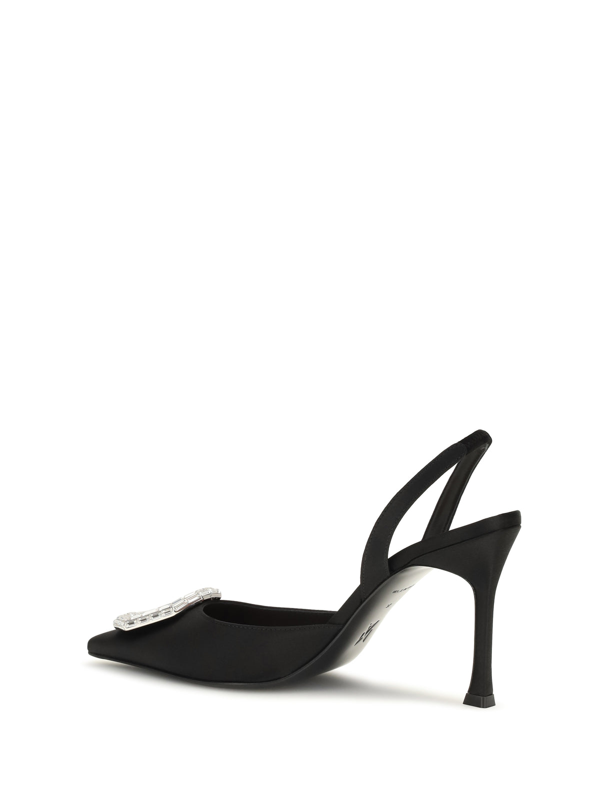 Amina Muaddi Camelia satin Slingback Pumps - Black Satin