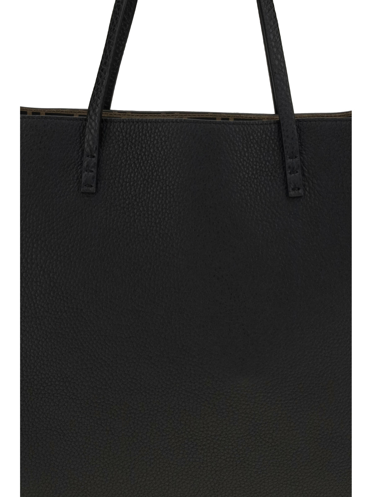 Fendi Medium Roll Roman leather Shopping Bag - Nero+Moro