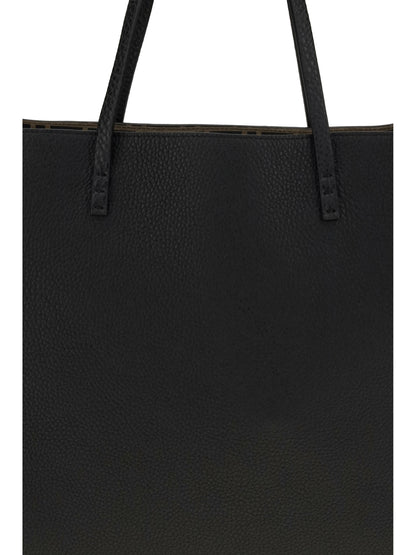 Fendi Medium Roll Roman leather Shopping Bag - Nero+Moro