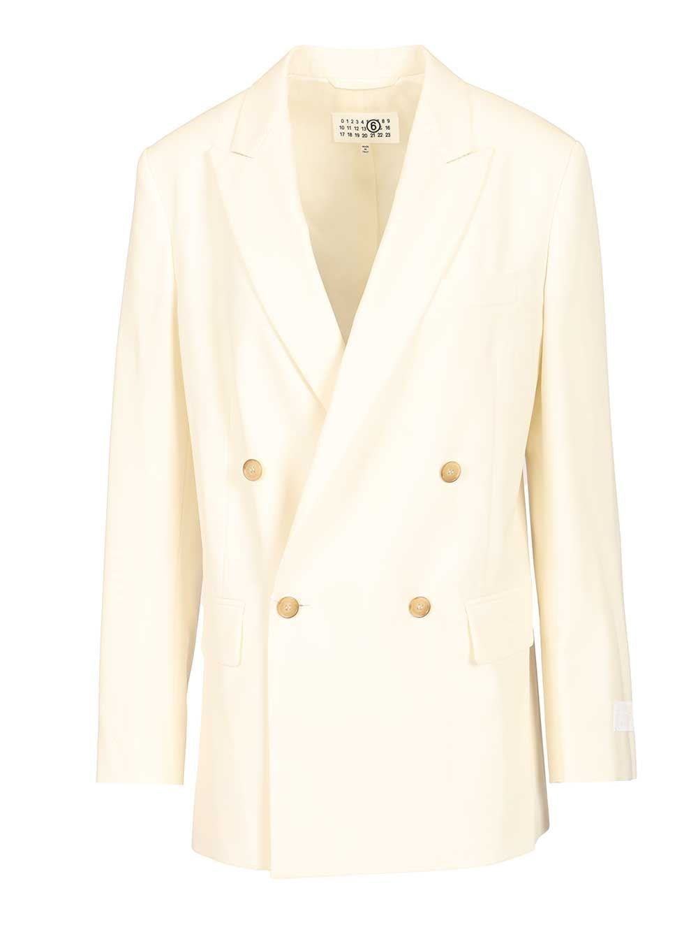 Mm6 Maison Margiela Double-Breasted Blazer - Beige