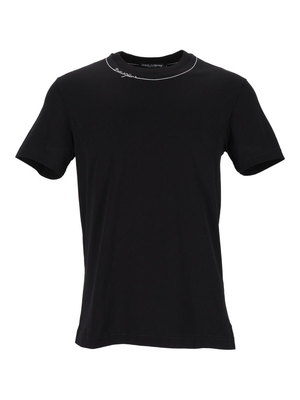 Dolce & Gabbana Cotton T-Shirt With Embroidery - Black