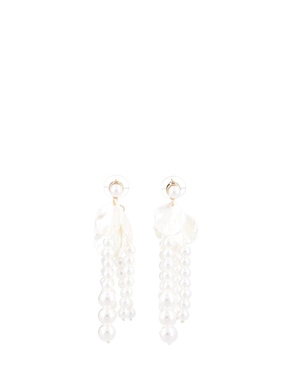 Self-Portrait Drop Earrings With Mother-Of-Pearl Effect Petals - White