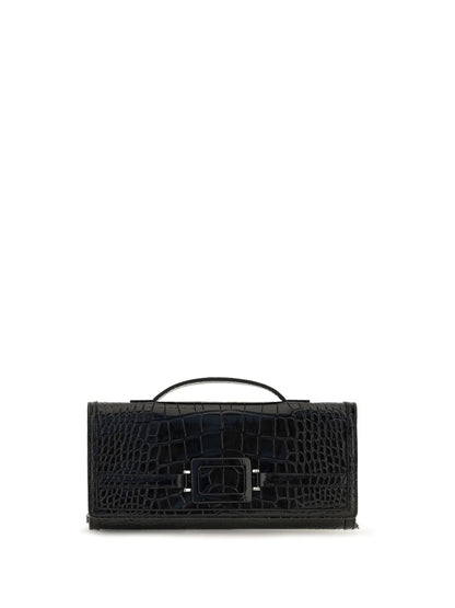 Roger Vivier Belle Vivier crocodile-effect Clutch - Black