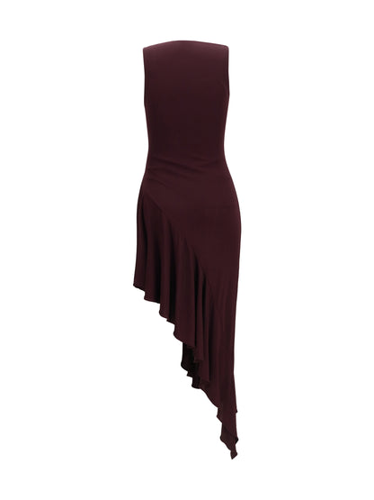 AlaïA Asymmetric fluid jersey Dress - Burgundy