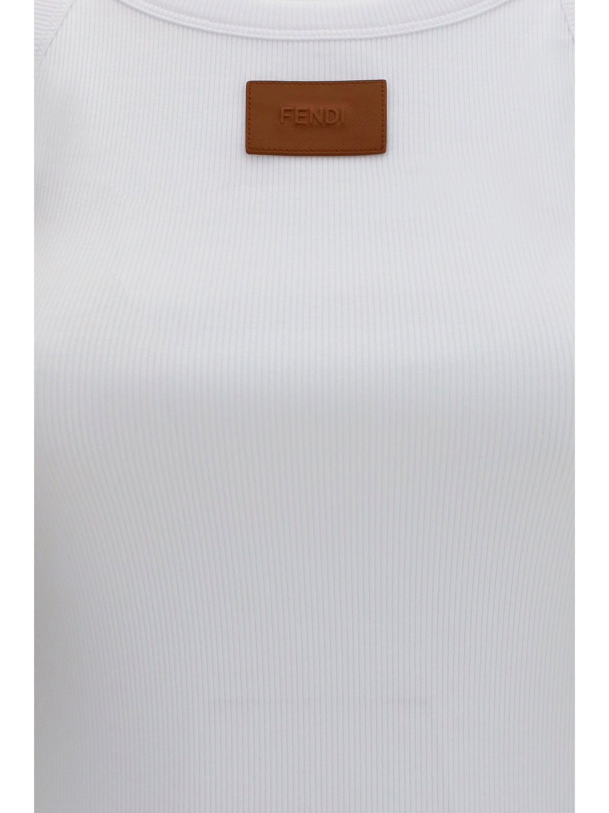 Fendi Ribbed cotton tank Top - White