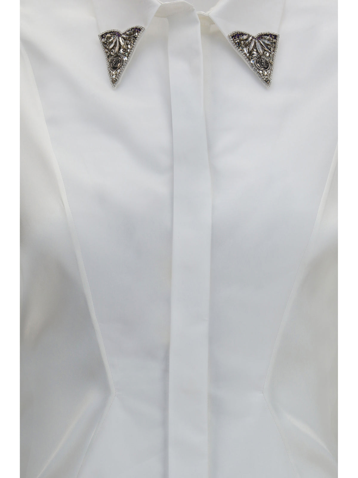 Versace Embroidered cotton poplin Shirt - Optical White