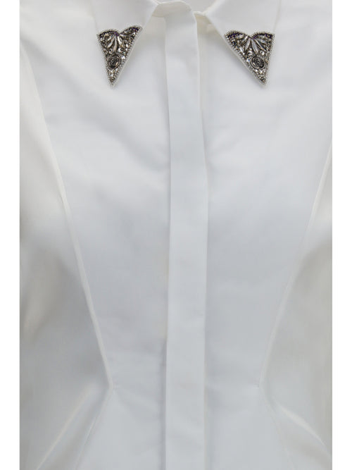 Versace Embroidered cotton poplin Shirt - Optical White