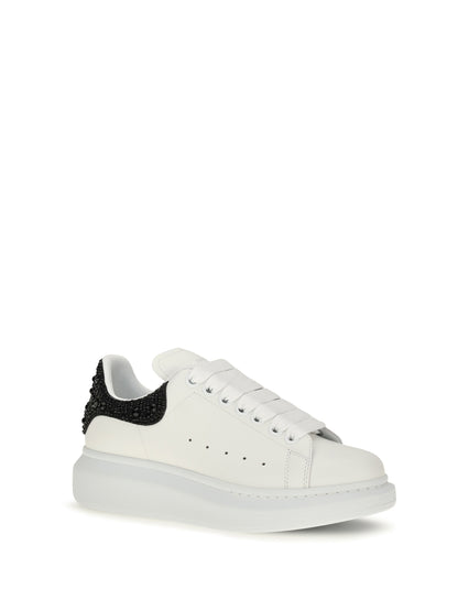 Alexander Mcqueen Oversized Sneakers with suede heel and crystal details - Sand