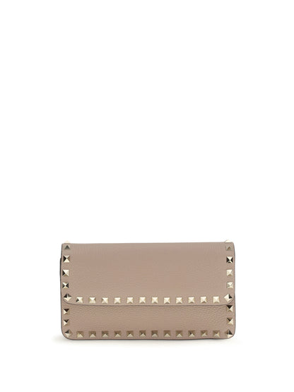 Valentino Garavani Rockstud Chain Wallet - Poudre