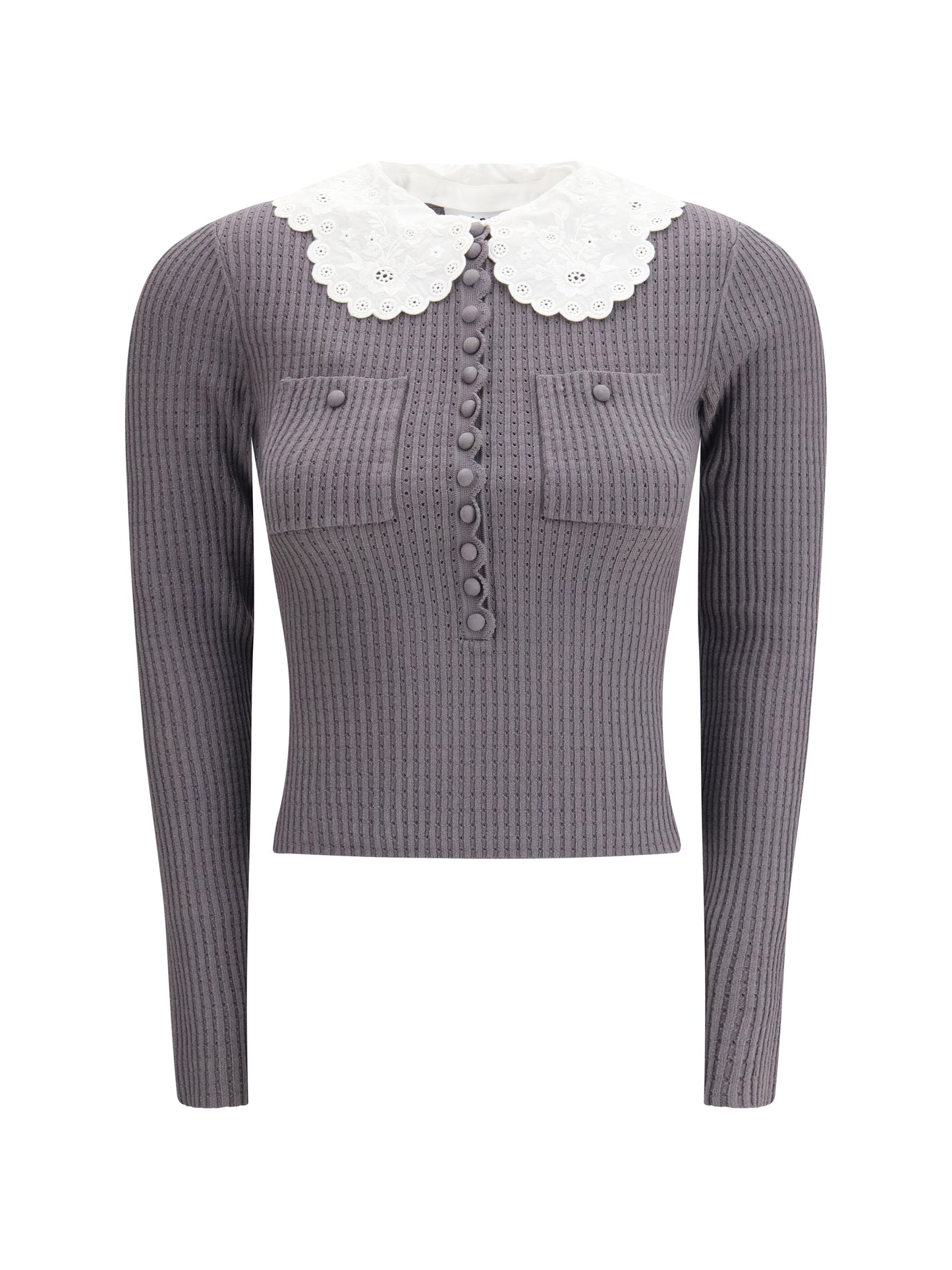 SELF-PORTRAIT Lace collar knit Top