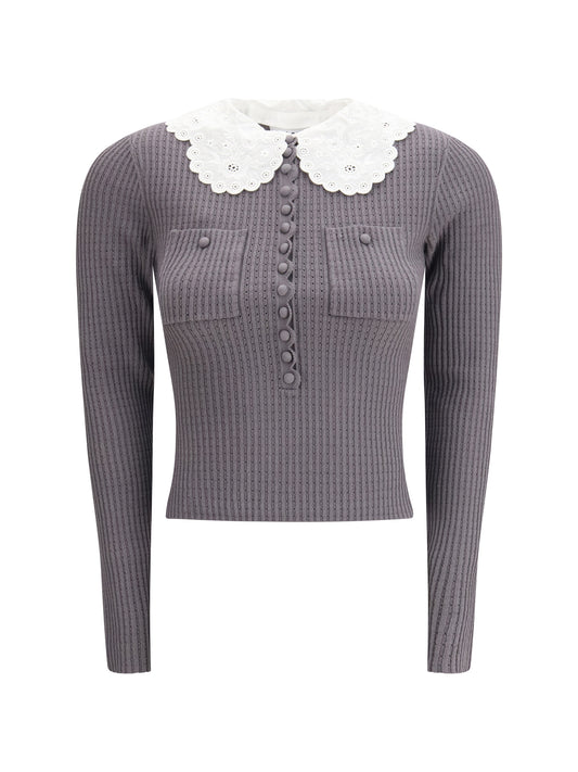 SELF-PORTRAIT Lace collar knit Top