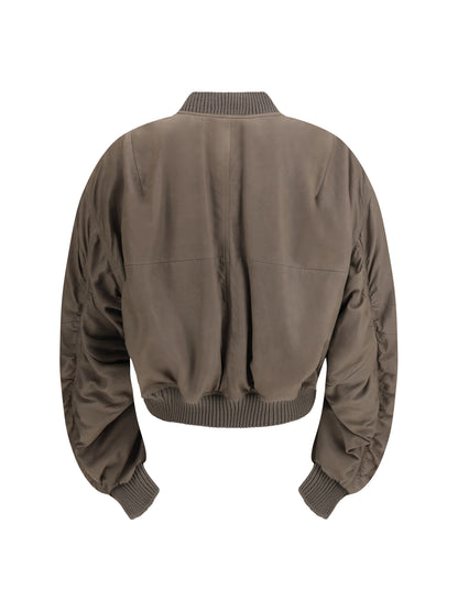 Rick Owens Secchia Flight Bomber in lambskin leather with padding - Dust