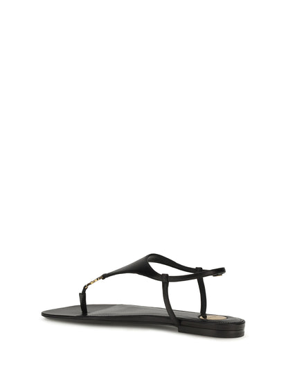 Saint Laurent Cassandre leather Sandals - Black