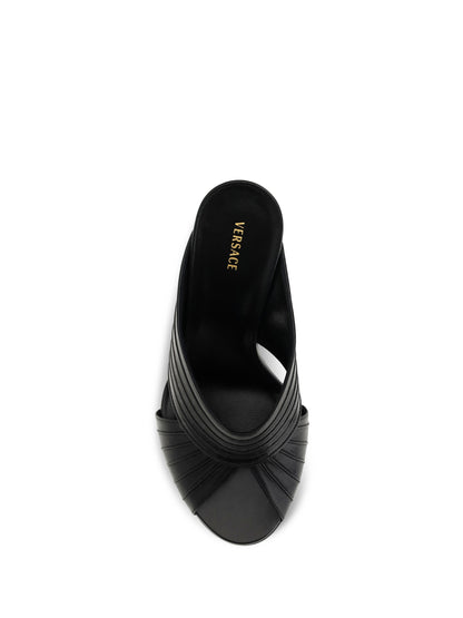 Versace Gianni nappa leather Mules - Black/Gold